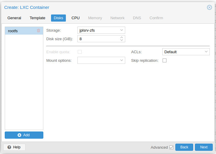 Select container storage