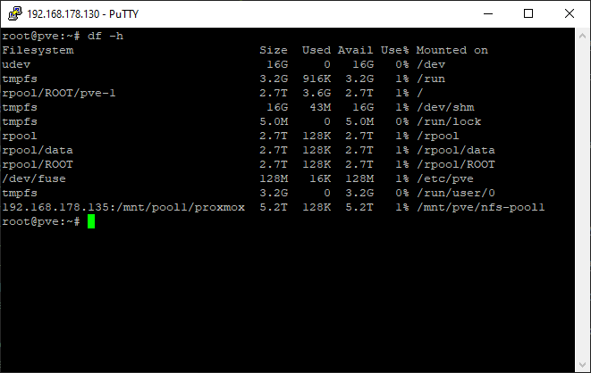 NFS share mounted in Proxmox