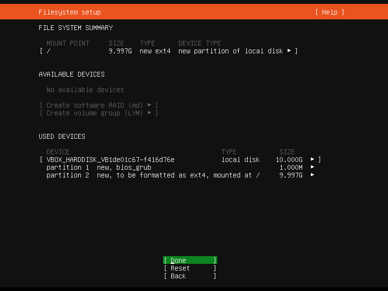 Proposed formatting of the filesystem by the installer.