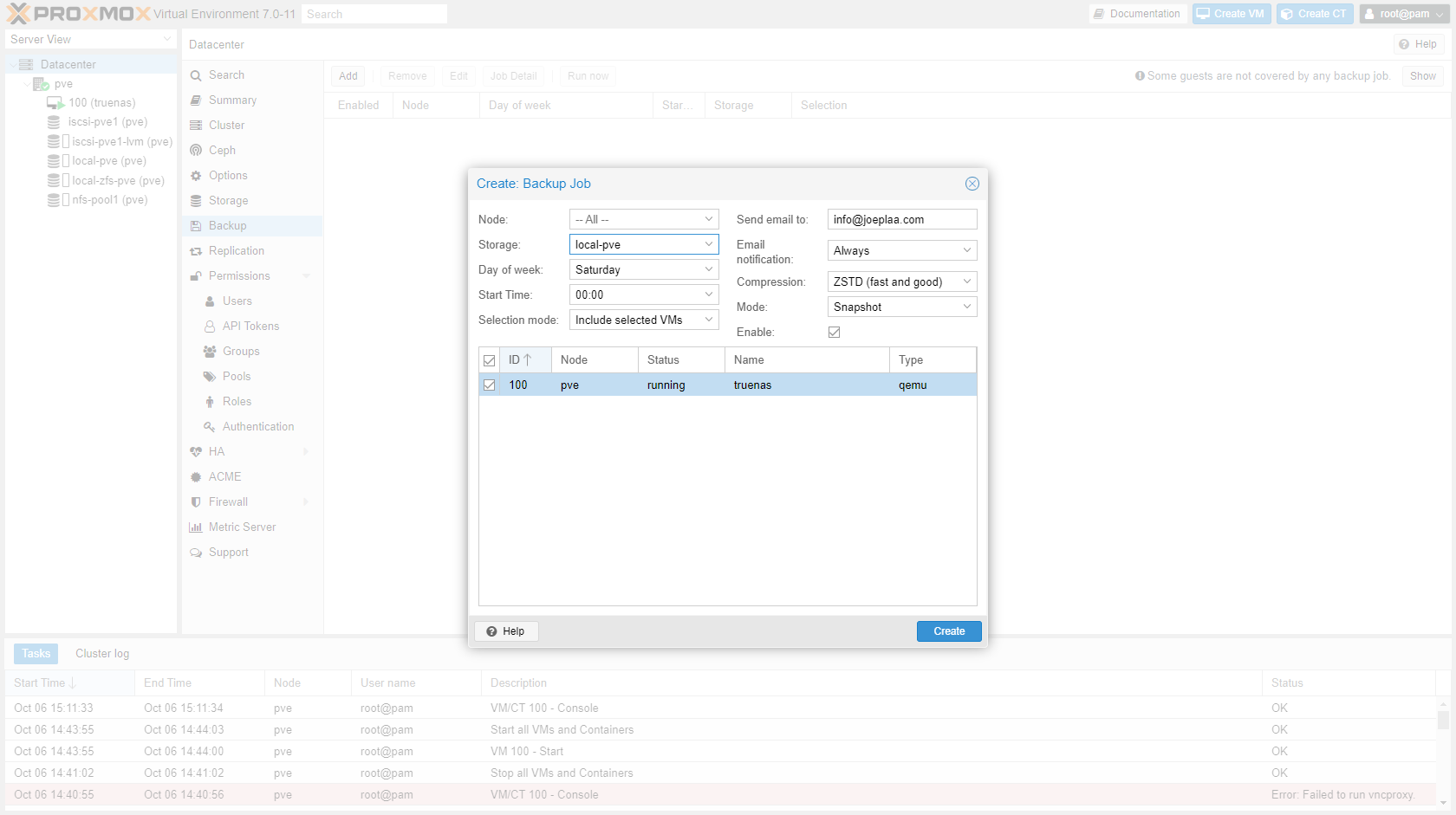 Weekly VM backup TrueNAS