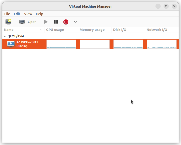 Start vm in Virtual Machine Manager